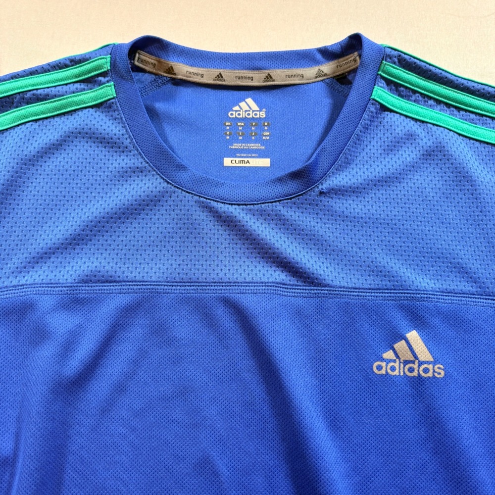 Adidas Response Running Shirt Men Medium Blue Climalite Long Sleeve Training Tee